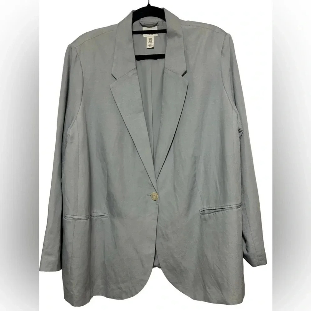 H&M Women’s Linen Blend Pale Mint Green blazer jacket. Size XXL